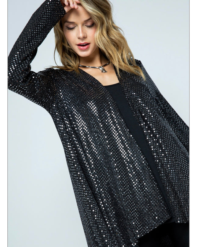 Voc Silver Spot Sequin Cardigan