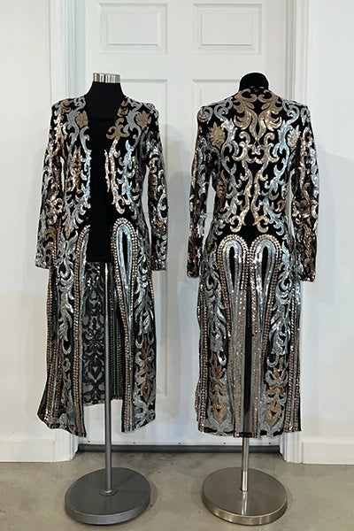 Black Gold Silver Royalty Sequin Kimono