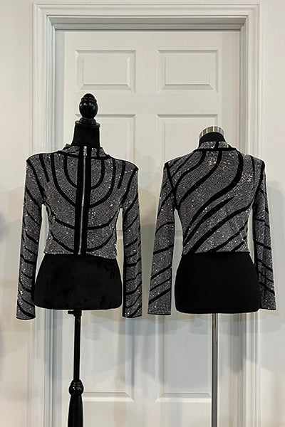 Silver Swirl Sequin Crop Jacket