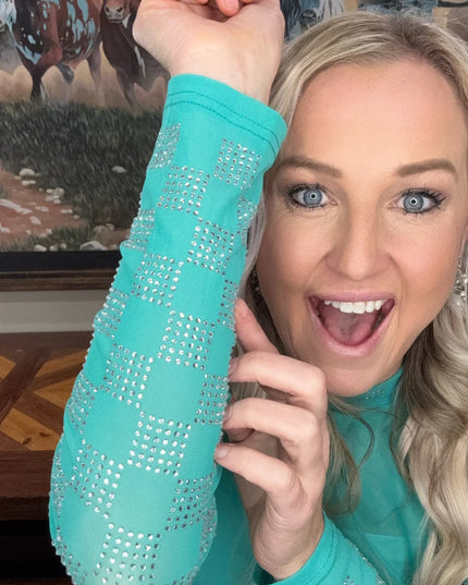 SK Turquoise with checkered sleeve Mesh