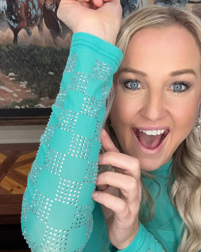 SK Turquoise with checkered sleeve Mesh