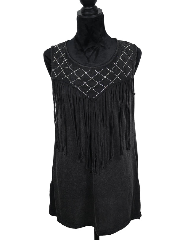 Dark Grey Diamond Fringe Tank