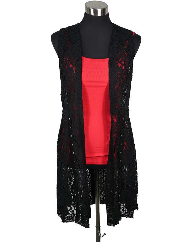 Long Vest – Black Lace