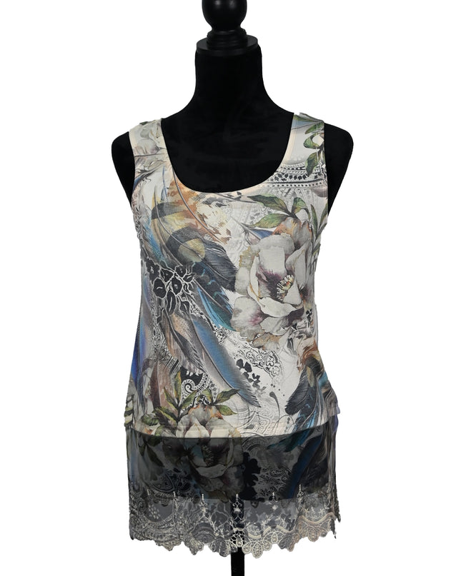 Feather Lace Trim Tank