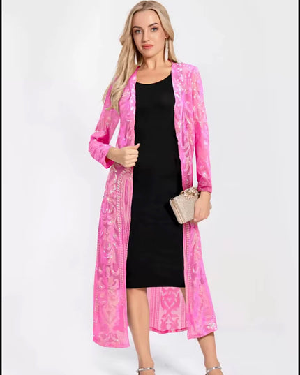 Sequin Kimono Pink Mesh and Pink Sequin