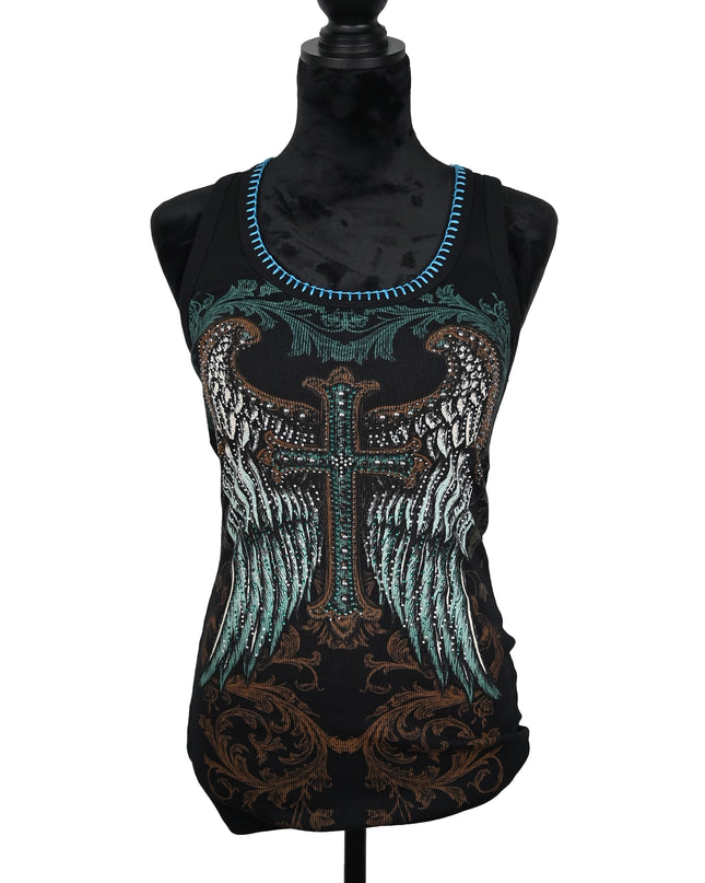 Ribbed Crosswing Tank – Teal