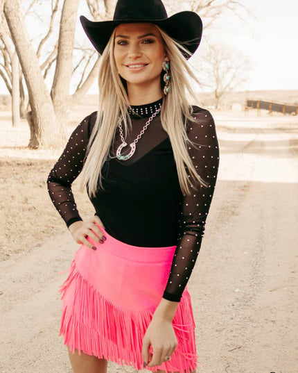 SK Black  with crystal sleeves Mesh -STARS