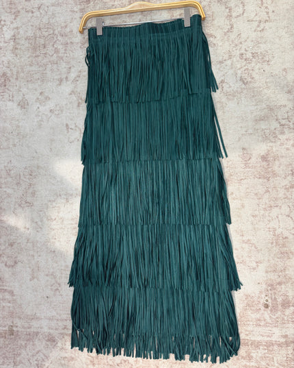OG Fringe Skirt Long Evergreen