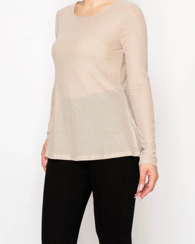 OG Hot Fix Mesh with Crystals Beige