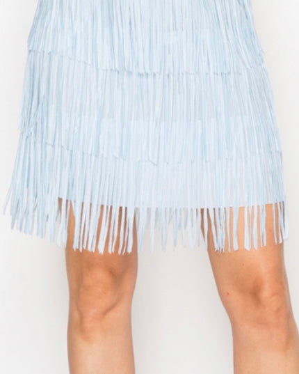 OG Fringe Skirt Short Lite Blue