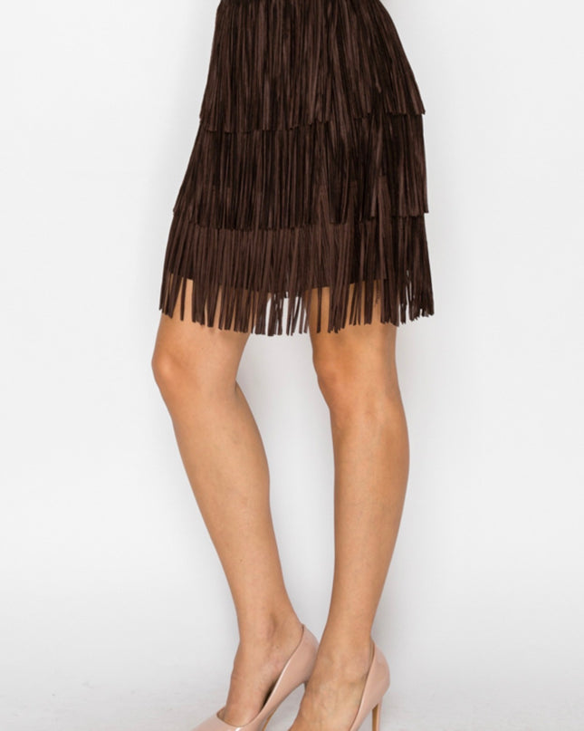 OG Fringe Skirt short Chocolate Brown