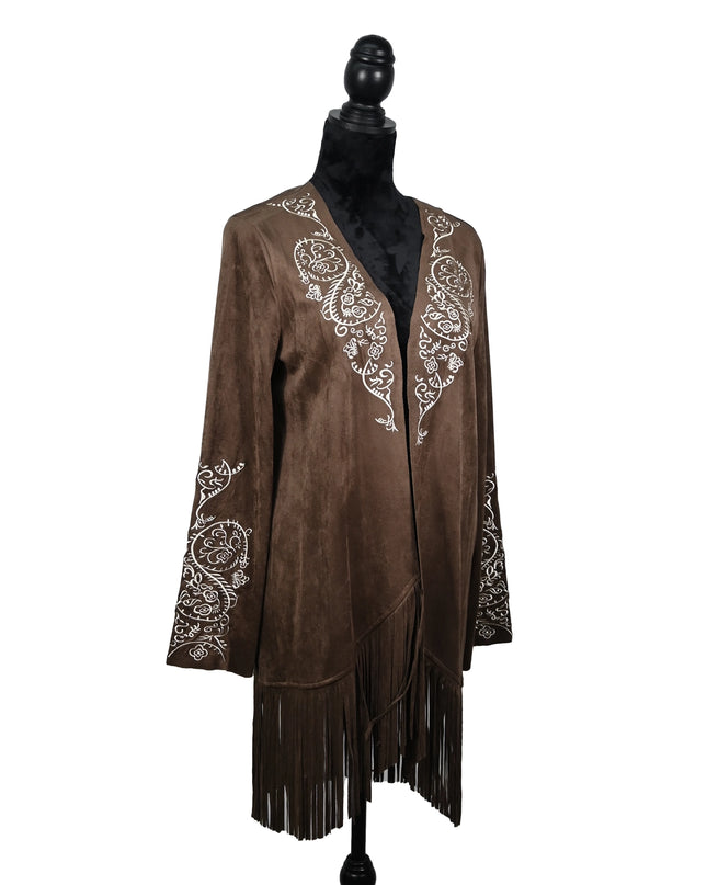 Brown Cardigan Embroidered