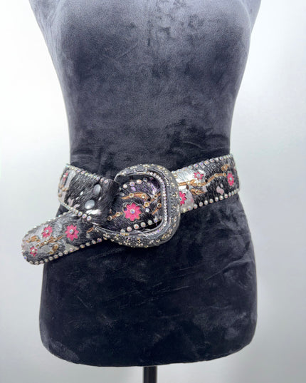 Vintage: 2 1/4 wide Lucky Kippy belt: Silver acid wash hairhide (3 different belts)