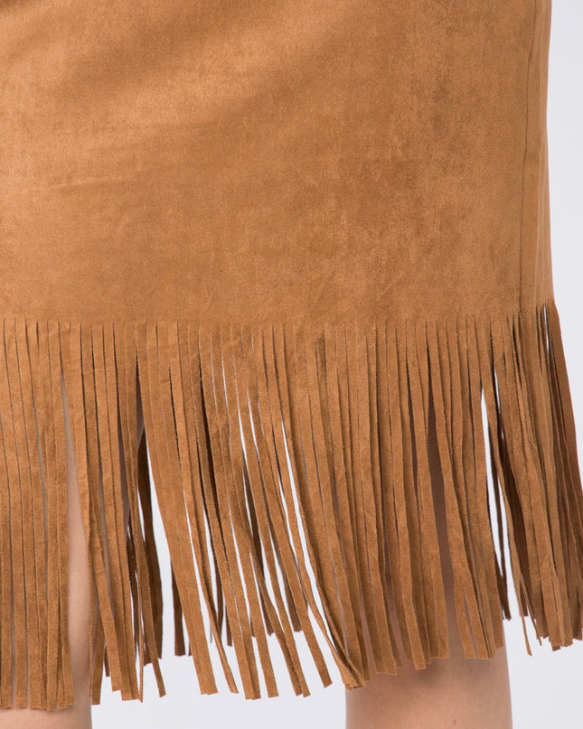 Vocal Basic Fringed skirt - Camel
