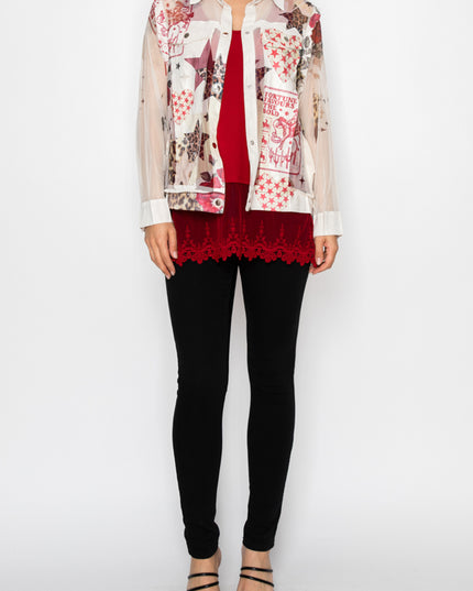 OG Faux Suade Trimmed Mesh Jacket Heart/Star/Leopard