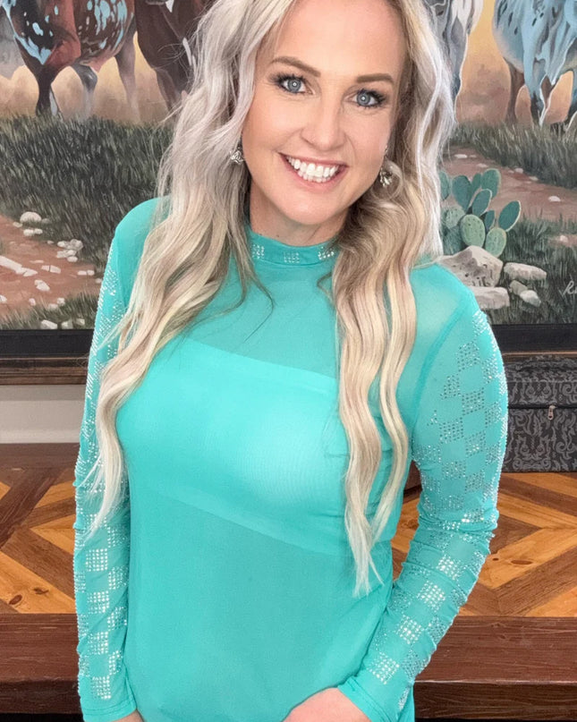 SK Turquoise with checkered sleeve Mesh