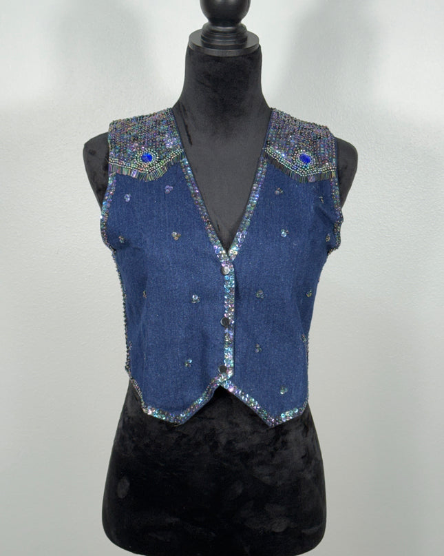 Sequin vests: Blue Denim