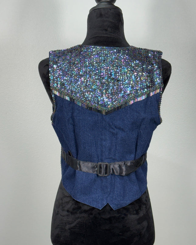 Sequin vests: Blue Denim