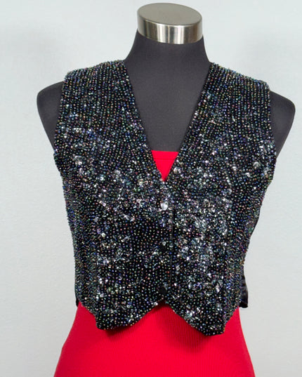 Sequin vests: Iridescent Black
