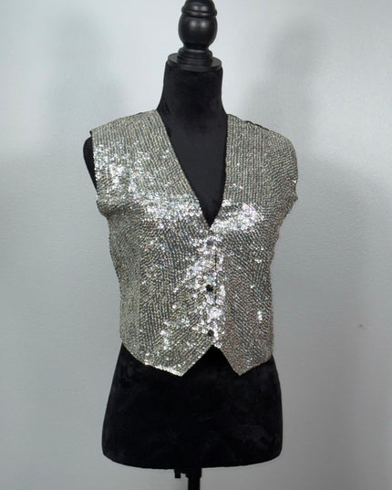 Sequin vests: Silver
