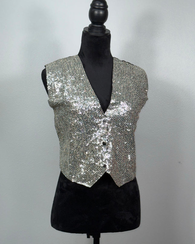 Sequin vests: Silver