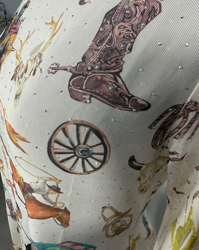 Mesh long sleeved top