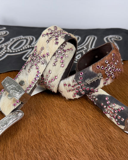 Kippy Belt-Snowflake Design: cowhide, lite rose/ rose / silver    34K