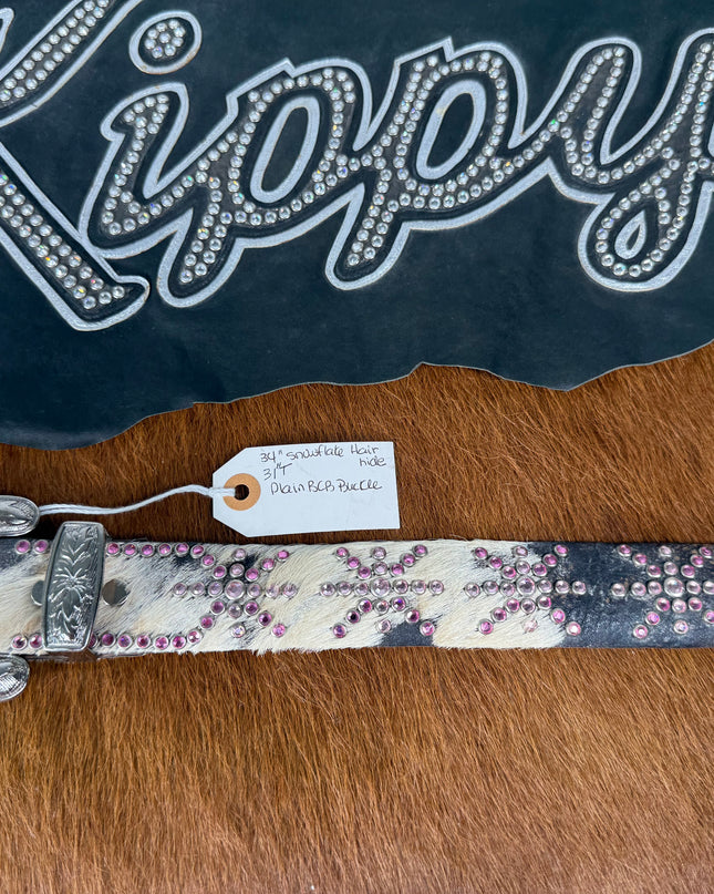 Kippy Belt-Snowflake Design: cowhide, lite rose/ rose / silver    34K