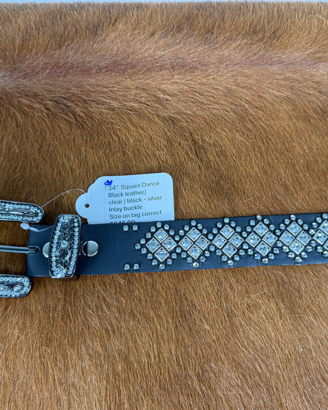 Kippy Belt design: Square Dance/black lea/ clear/ Blk  34 T, 36 T