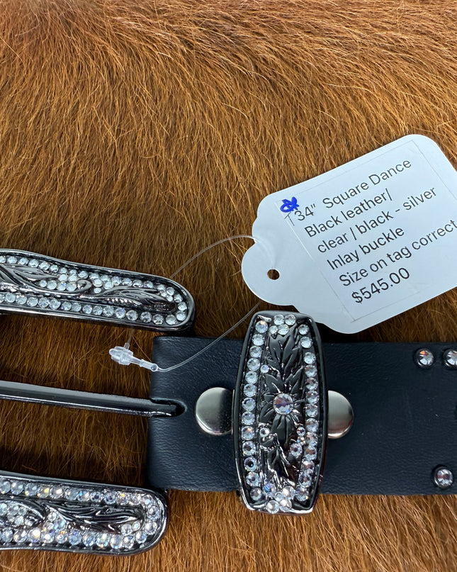 Kippy Belt design: Square Dance/black lea/ clear/ Blk  34 T, 36 T