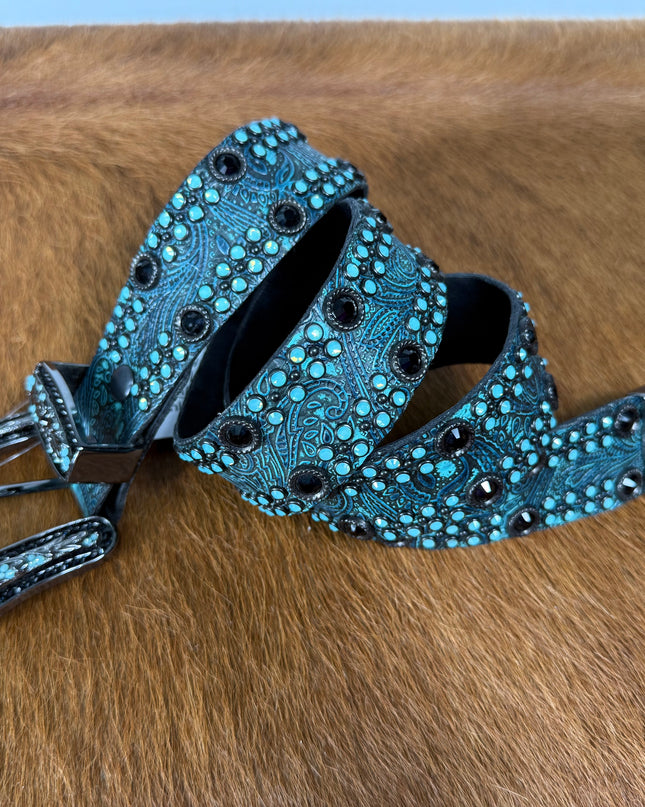 Kippy like belt- Domino design: touq lea/ jet/ PO/ black  34T  , 36T