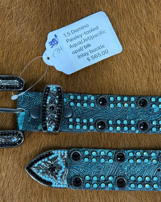 Kippy like belt- Domino design: touq lea/ jet/ PO/ black  34T  , 36T