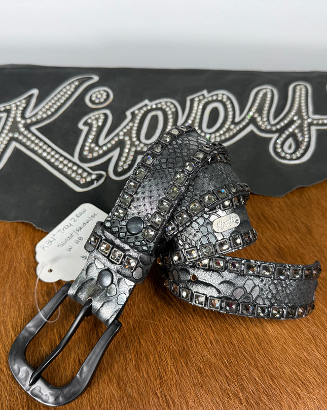 Kippy  Belt - Troy Design:silver ost leather/blkdia/gmg     34 K