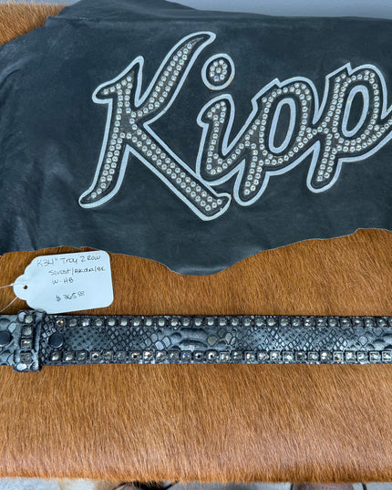 Kippy  Belt - Troy Design:silver ost leather/blkdia/gmg     34 K