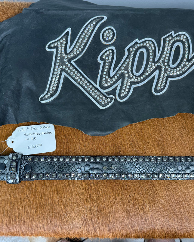 Kippy  Belt - Troy Design:silver ost leather/blkdia/gmg     34 K