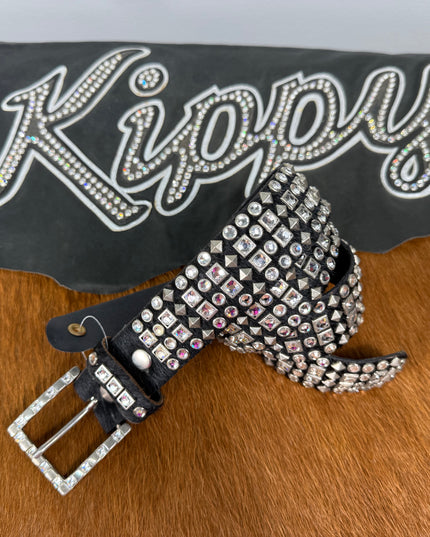 Kippy Belt- Gatling Checkered Design: Blk HH/clear/ Slv  34K