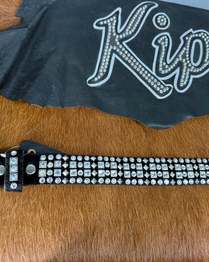 Kippy Belt- Gatling Checkered Design: Blk HH/clear/ Slv  34K
