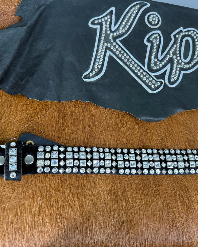 Kippy Belt- Gatling Checkered Design: Blk HH/clear/ Slv  34K