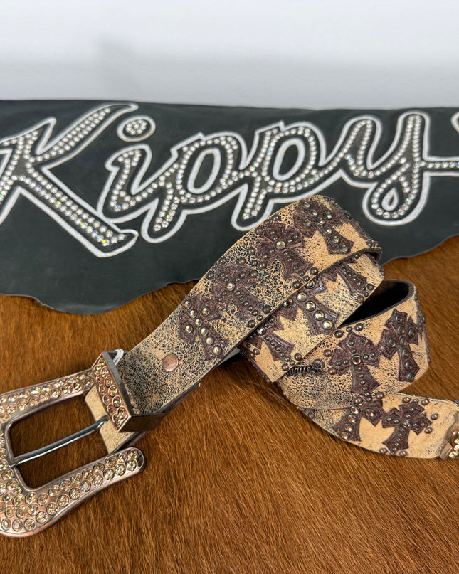 Kippy Belt- Cross Design: Dis. brn 3d/ LC/ Bz. 34K
