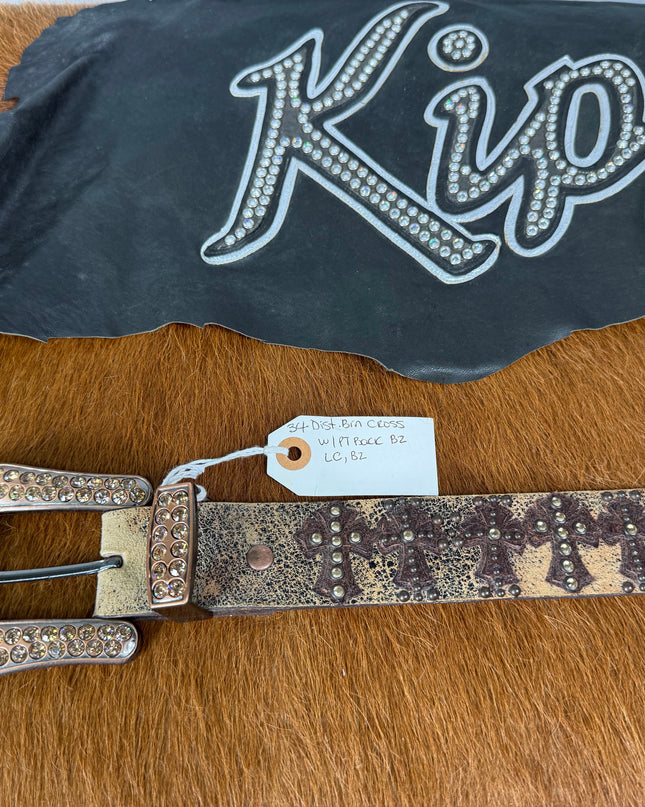 Kippy Belt- Cross Design: Dis. brn 3d/ LC/ Bz. 34K