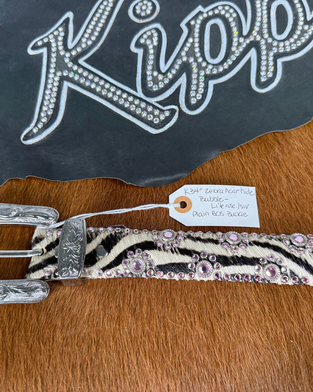 Vintage Kippy Belt- Bubble design: zebra/ lite Rose/slv  34K