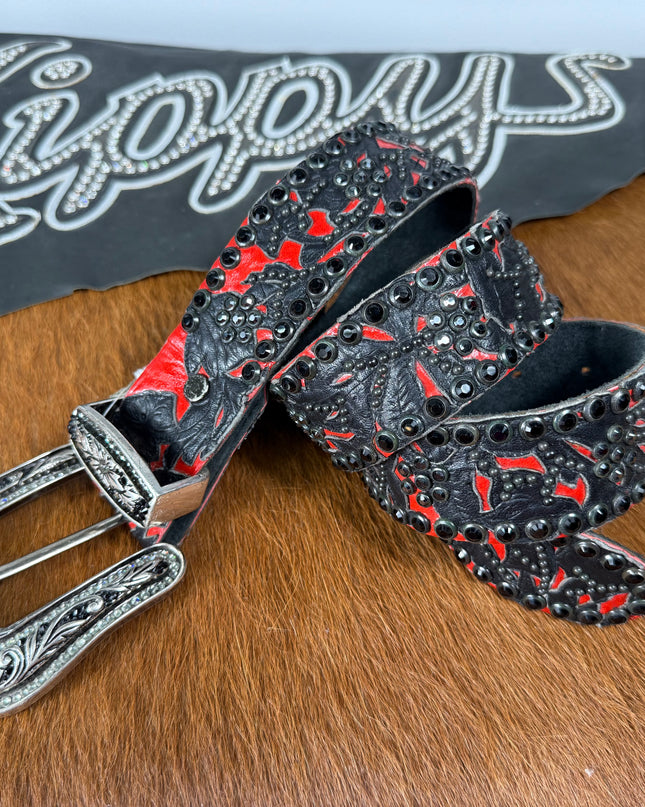 Kippy belt- Overlay design: red/ blk /black hematite/gmg.    34 K