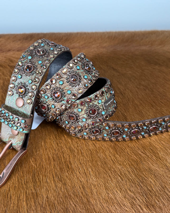 Kippy like Belt- Mandela Design: Sedona leather/smtz/LC/Po/ bz.  34T