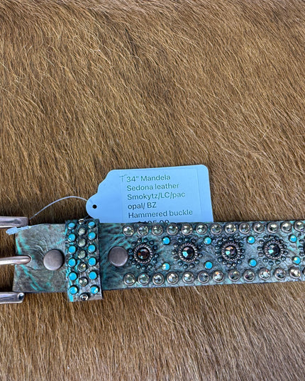 Kippy like Belt- Mandela Design: Sedona leather/smtz/LC/Po/ bz.  34T