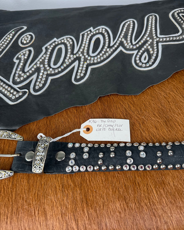 Kippy Belt- The Drop design: Blk/clr/slv.  36 K