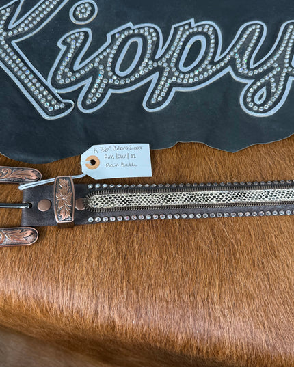 Kippy  Belt- Cubana Zipper design: brn/ clr/ bz. 34K, 36K