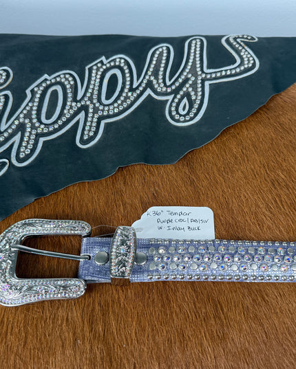 Kippy belt- Templar Design: purple/ab/slv.    36K