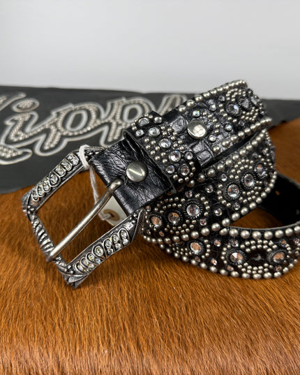 Kippy Belt- Mattie Design: blk/clr/slv.   36 K