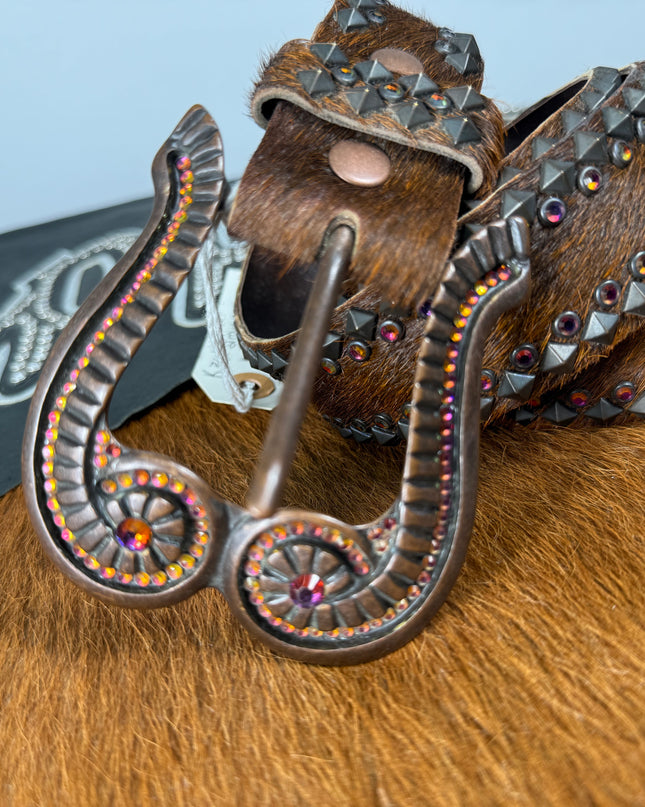 Kippy Belt-2Row pyramid Design: brnhh/volc/ anodized slv      36 K