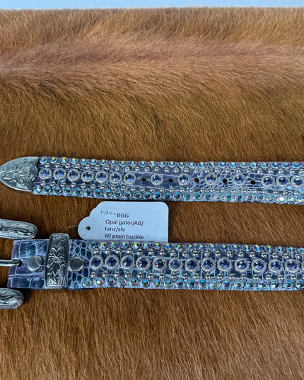 Kippy Belt-Big Cowgirl Design: opal gator/tanz-amyab/silver   36 K